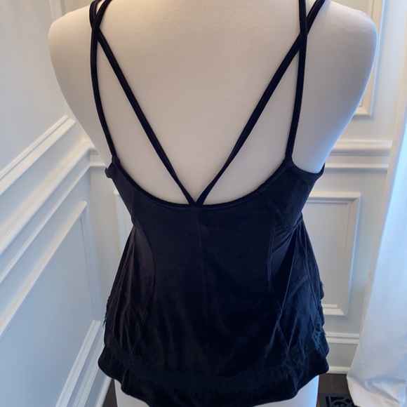 Free People Black Velvet Eyelash Lace Camisole Tank - Picture 4 of 6